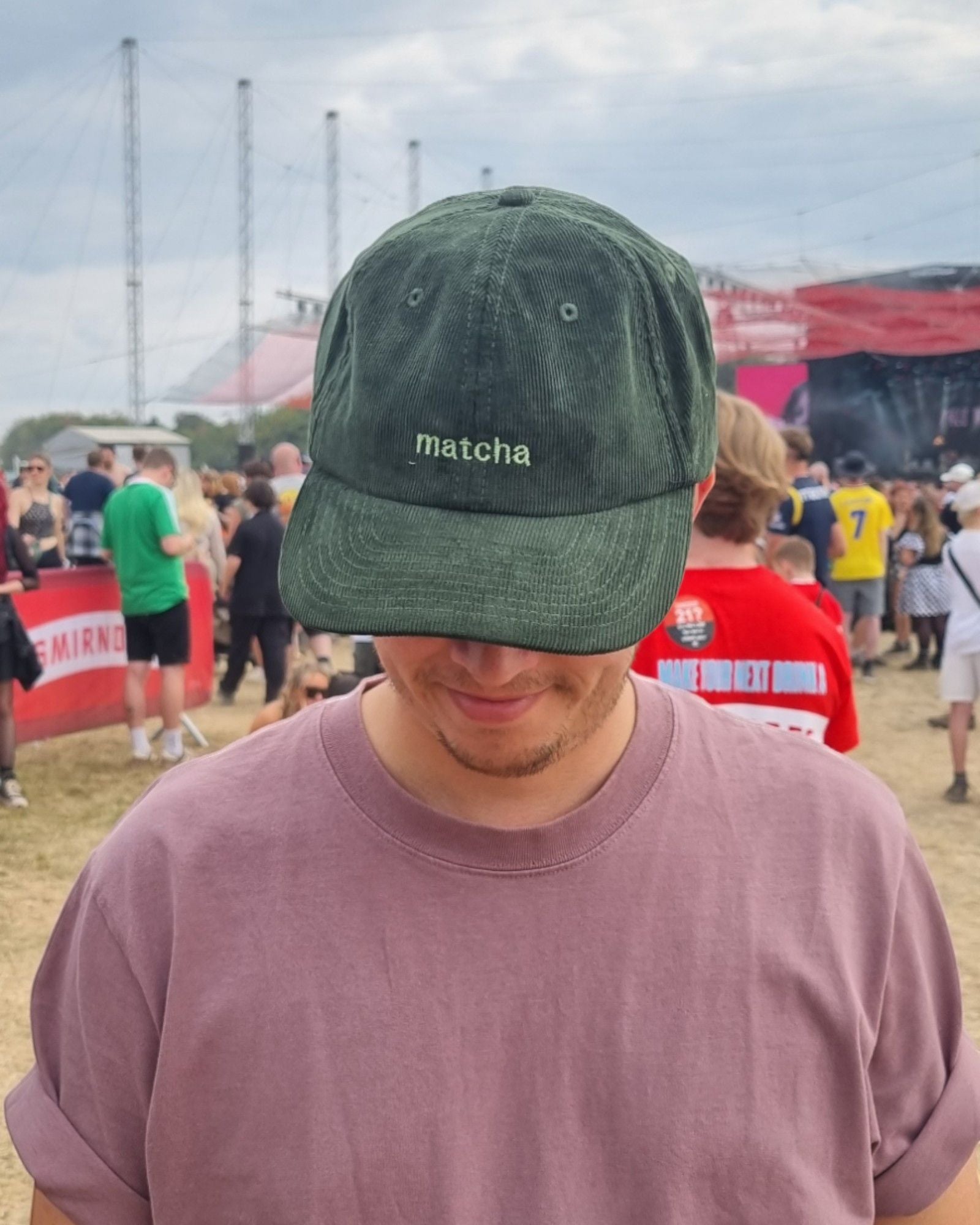 Embroidered Matcha Cord Cap