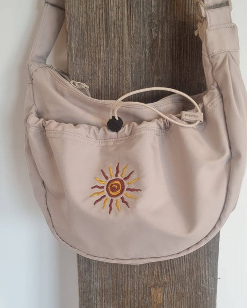 Embroidered Wavy Sun Cross Body Bag