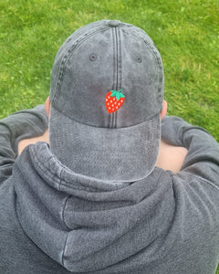 Embroidered Strawberry Vintage Cap