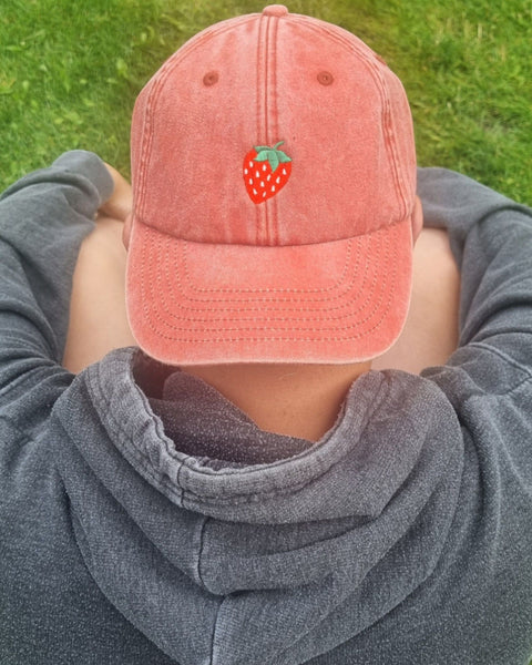 Embroidered Strawberry Vintage Cap