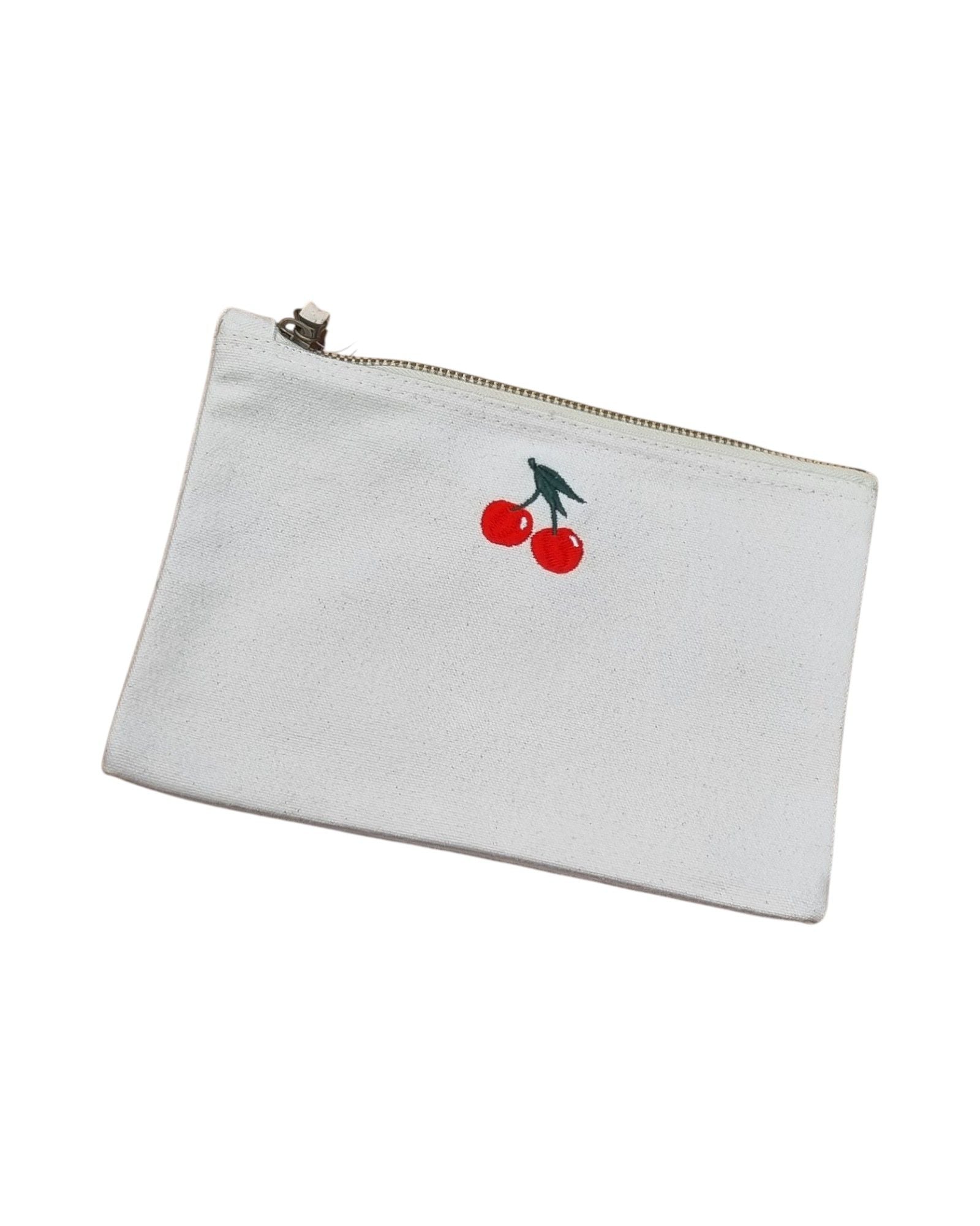 Embroidered Cherry Zip Bag Large
