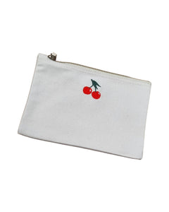 Embroidered Cherry Zip Bag Large