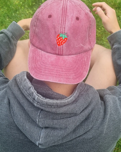 Embroidered Strawberry Vintage Cap