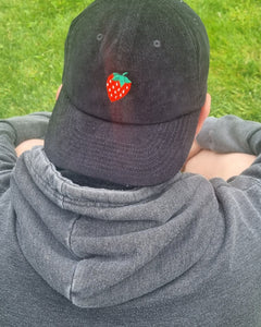 Embroidered Strawberry Cord Cap
