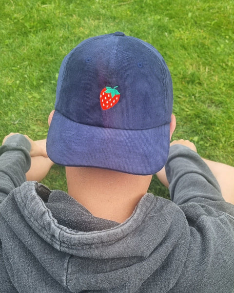 Embroidered Strawberry Cord Cap