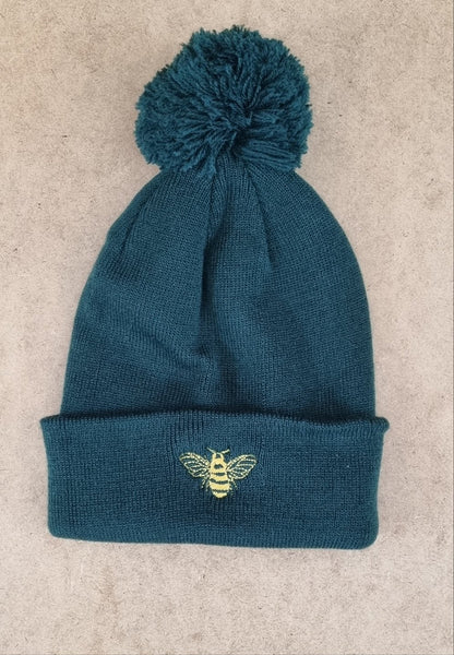 Children's Embroidered Bee Pom Pom Beanie