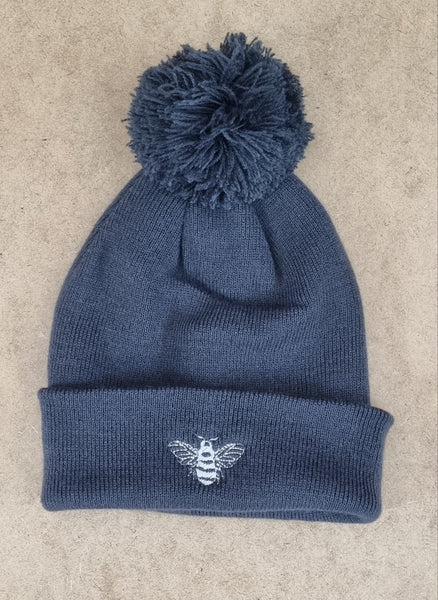 Children's Embroidered Bee Pom Pom Beanie