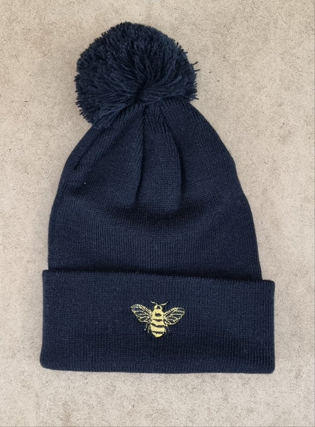 Children's Embroidered Bee Pom Pom Beanie