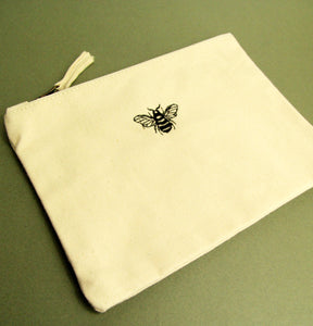 Embroidered Bee Zip Bag Small