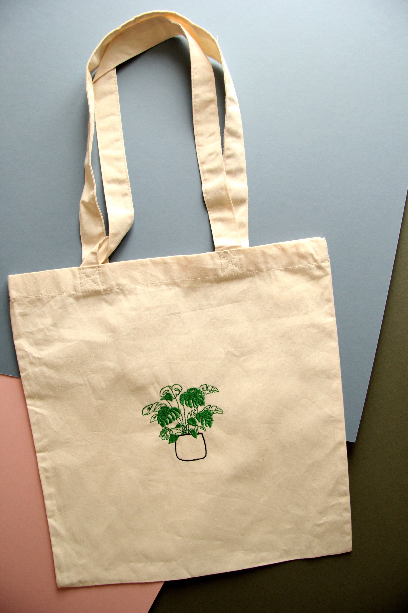 Embroidered Cheese Plant Tote Bag