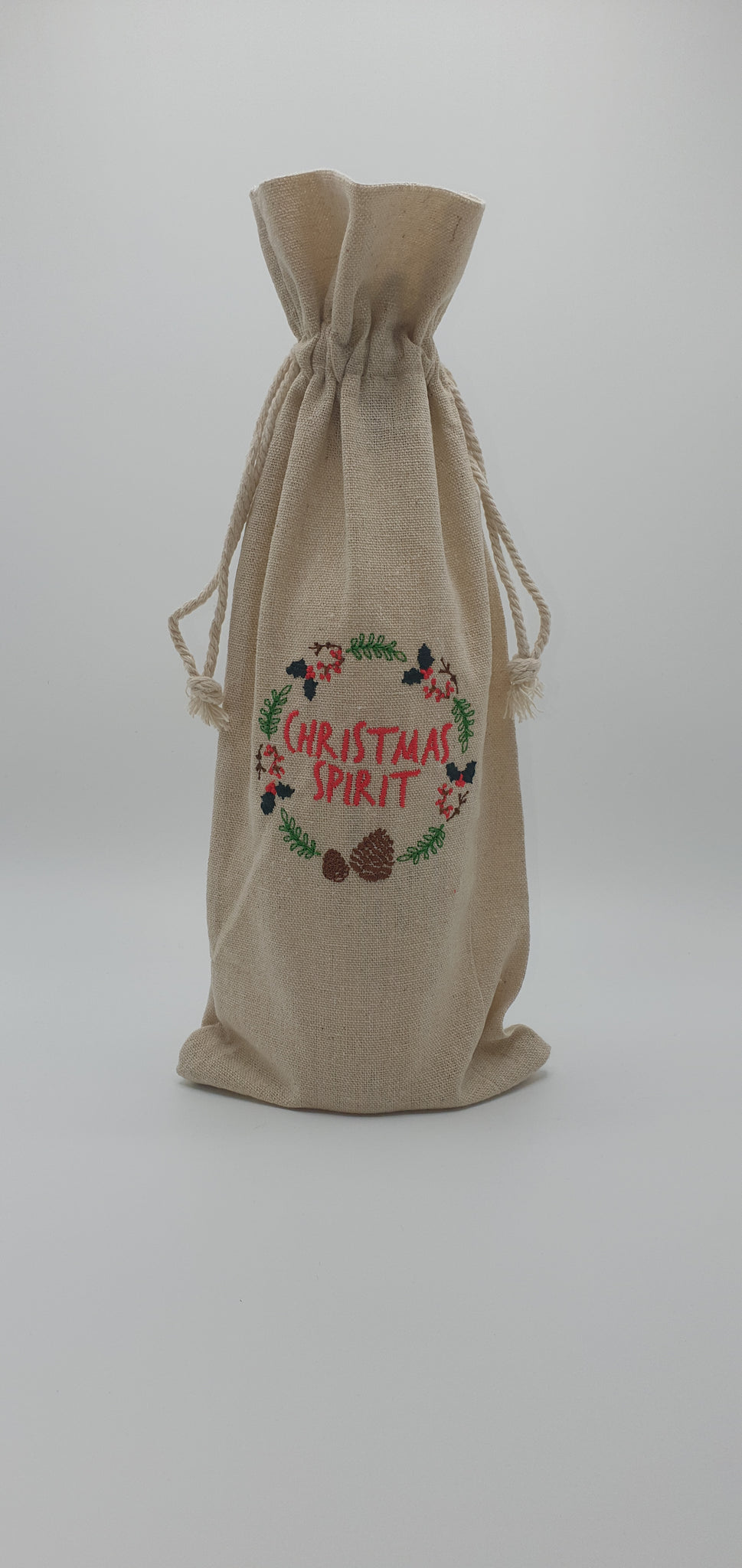 Embroidered Christmas Spirit Booze Gift Bag